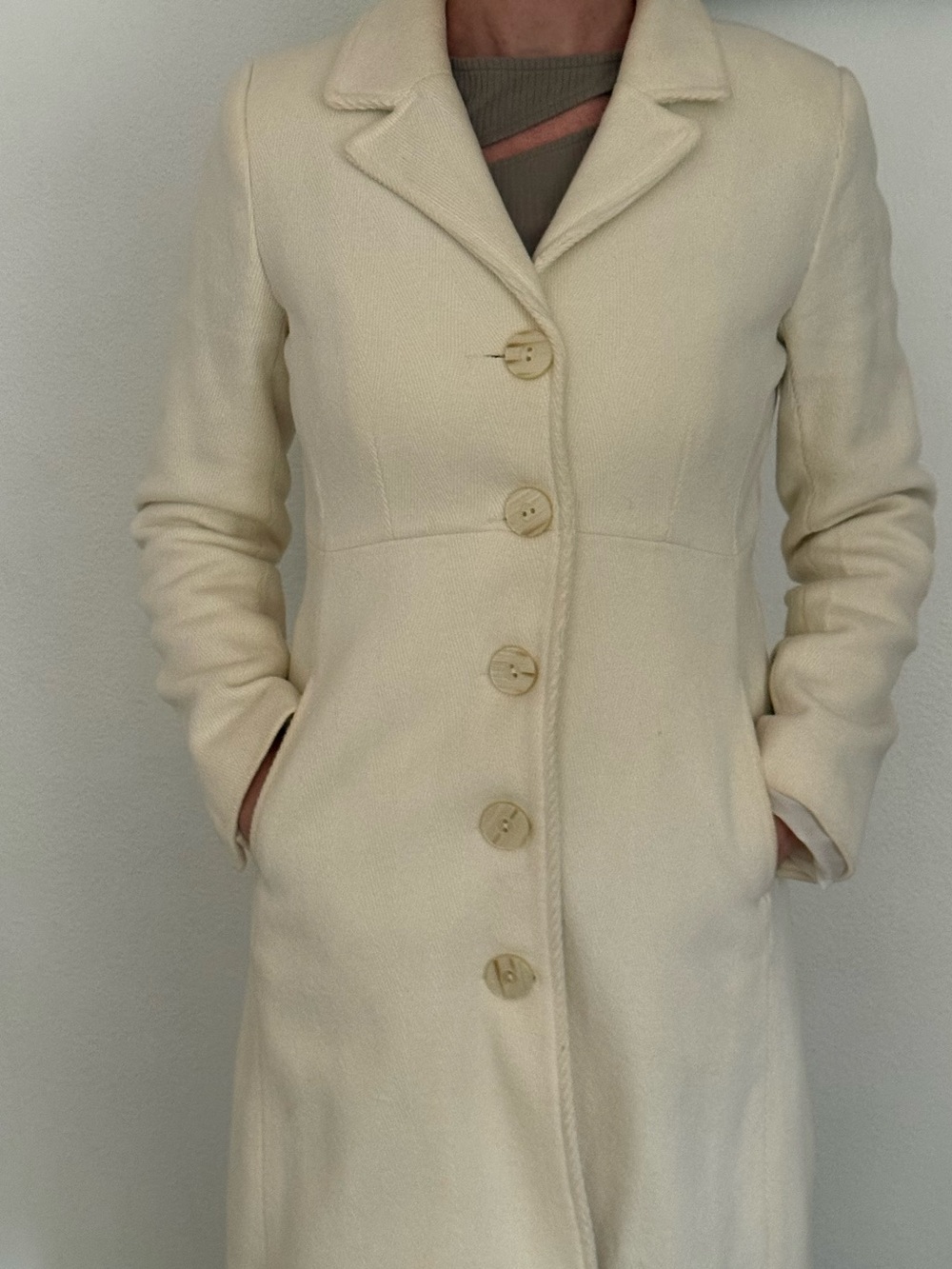 Women’s Cream Button-Front Cream Coat